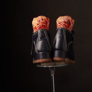 1970s Blue Leather Ankle Boots Shoes